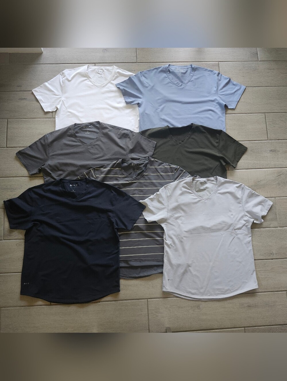Lot Of 7 Multicolor BYLT Basic Drop Cut S/S Lux V-Neck Short SL T-Shirts S XXL